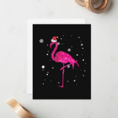 Carte De Correspondance Flamant Rose de Noël Essentiel (Devant/Arrière en situation)