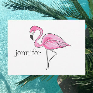 Carte De Correspondance Flamant Rose Personnalisé / Tropical Chic
