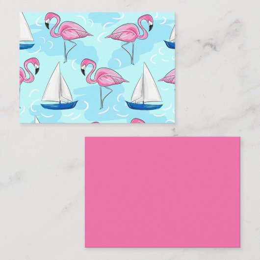 Carte De Correspondance Flamant rose rose Blue Voilier Preppy