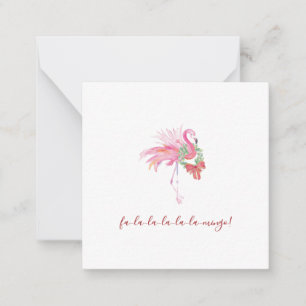 Carte De Correspondance Flamant rose rose mignon Aquarelle Mini Noël