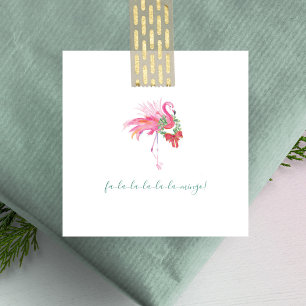 Carte De Correspondance Flamant rose rose mignon Aquarelle Mini Noël