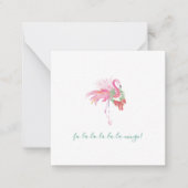 Carte De Correspondance Flamant rose rose mignon Aquarelle Mini Noël (Devant)
