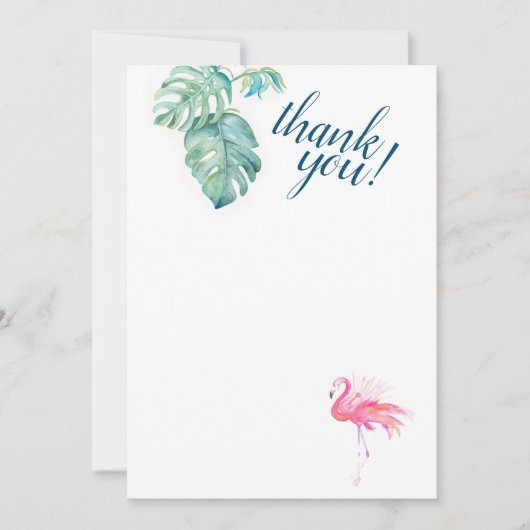 Carte De Correspondance Flamant Rose Tropical Merci (Devant)