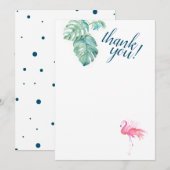 Carte De Correspondance Flamant Rose Tropical Merci (Devant / Derrière)