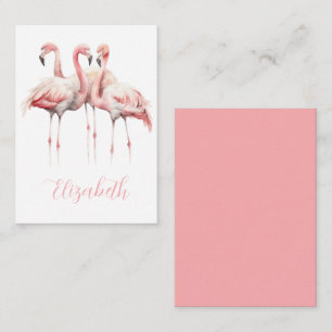 Carte De Correspondance Flamants roses rose tropicale personnalisés