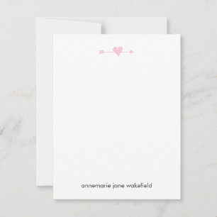 Carte De Correspondance Flèche et papier à lettres A2 du coeur - ROSE