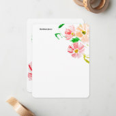 Carte De Correspondance Fleur aquarelle personnalisée (Devant/Arrière en situation)