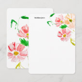 Carte De Correspondance Fleur aquarelle personnalisée (Devant / Derrière)