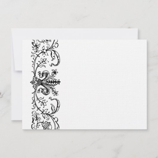 Carte De Correspondance Fleur Blanc Noir Personnalisé Merci Note (Devant)