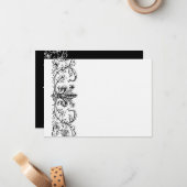 Carte De Correspondance Fleur Blanc Noir Personnalisé Merci Note (Devant/Arrière en situation)