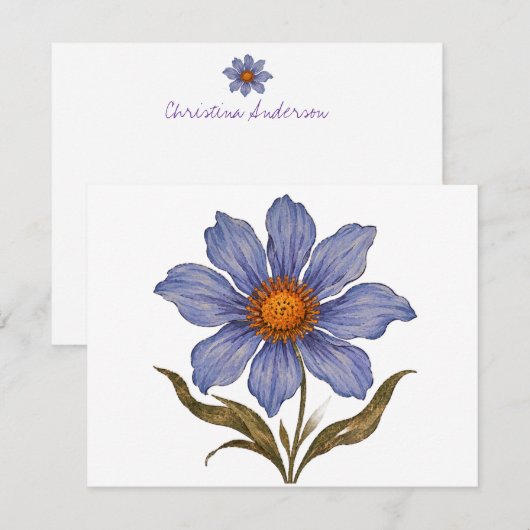 Carte De Correspondance Fleur Boho (Devant / Derrière)