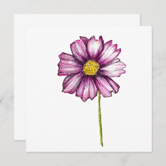 Carte De Correspondance Fleur Cosmos (Devant / Derrière)