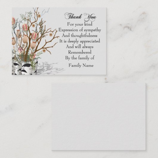 Carte De Correspondance Fleur Dans Le Merci Pot (Devant / Derrière)