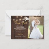 Carte De Correspondance Fleur de bois rustique 2 photos mariage merci (Devant)