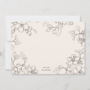 Carte De Correspondance fleur de cerise esquissée merci