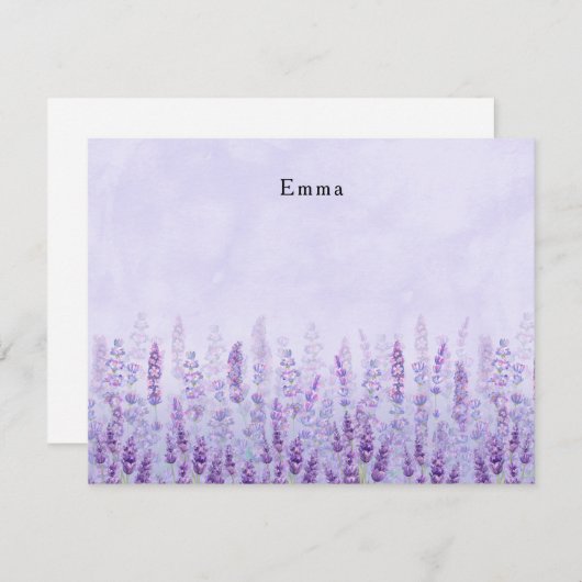 Carte De Correspondance Fleur de lavande moderne violet blanc (Devant / Derrière)