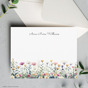 Carte De Correspondance Fleur de Monogramme Aquarelle Fleur Sauvage