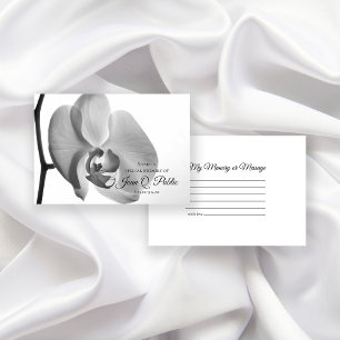 Carte De Correspondance Fleur d'orchidée blanche noire Partager une mémoir