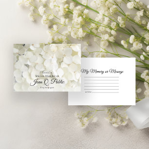 Carte De Correspondance Fleur Hydrangea blanche Partager une mémoire funér