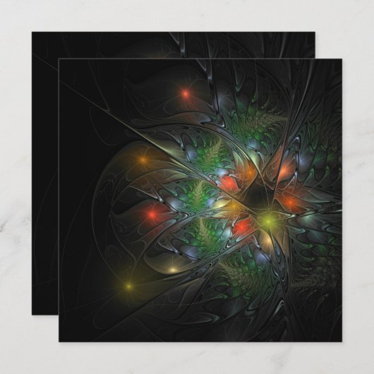 Carte De Correspondance Fleur imaginaire fractale douce et tendresse (Devant / Derrière)