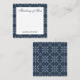 Carte De Correspondance Fleur Rétro Bleue Personnalisée
