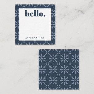 Carte De Correspondance Fleur Rétro Bleue Personnalisée