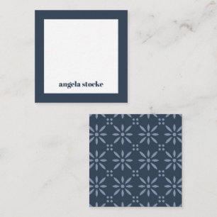 Carte De Correspondance Fleur Rétro Bleue Personnalisée