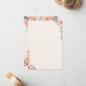 Carte De Correspondance Fleur rose d'aquarelle douce (Devant/Arrière en situation)