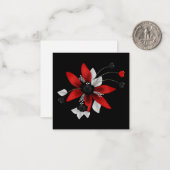 Carte De Correspondance Fleur rouge, noire et blanche (Devant/Arrière en situation)