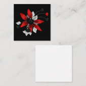 Carte De Correspondance Fleur rouge, noire et blanche (Devant / Derrière)