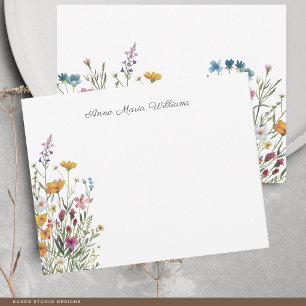 Carte De Correspondance Fleur Sauvage Aquarelle Élégante Monogrammée