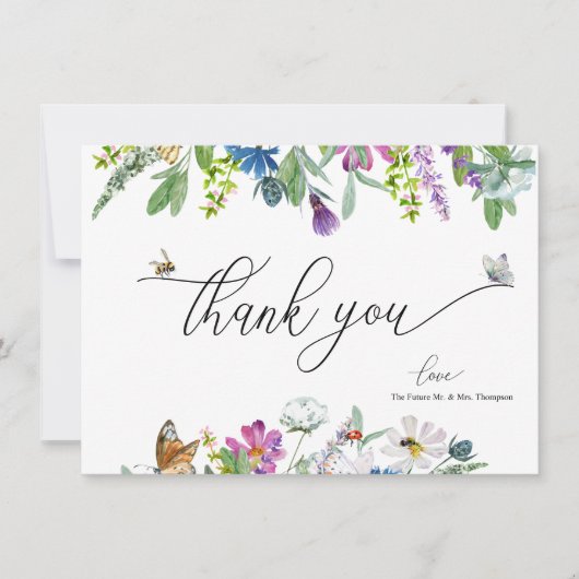 Carte De Correspondance Fleur sauvage aquarelle | Merci floral (Devant)
