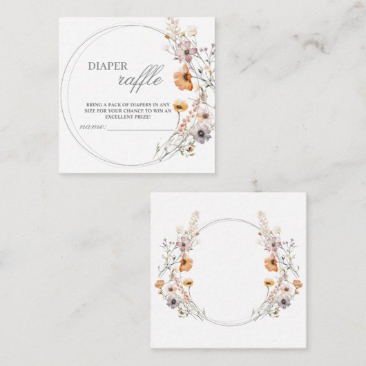 Carte De Correspondance Fleur sauvage Boho Baby shower Déchets Raffle (Devant / Derrière)