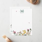 Carte De Correspondance Fleur sauvage d'aquarelle Insectes Floral Spring G (Devant/Arrière en situation)