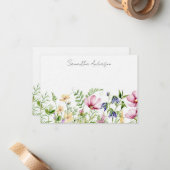 Carte De Correspondance Fleur sauvage rose (Devant/Arrière en situation)