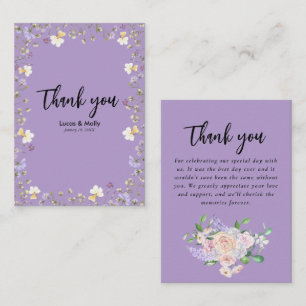 Carte De Correspondance Fleur sauvage violet été Floral Mariage Merci