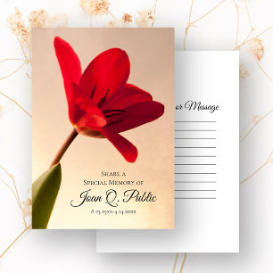 Carte De Correspondance Fleur Tulip de printemps rouge Partager une mémoir