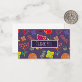 Carte De Correspondance Fleuron moderne rose violet (Devant/Arrière en situation)