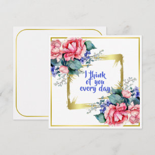 Carte De Correspondance Fleurs à l'aquarelle - Cadre doré 10 + votre texte