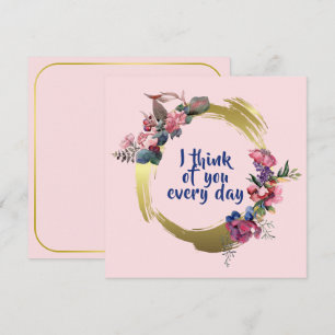 Carte De Correspondance Fleurs à l'aquarelle - Cadre doré 5 + votre texte