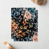 Carte De Correspondance Fleurs aquarelles 4 (Devant/Arrière en situation)