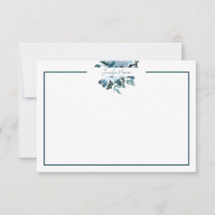 Carte De Correspondance Fleurs aquarelles personnalisées sarcelle et bleue