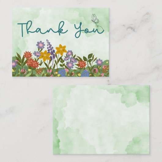 Carte De Correspondance Fleurs avec dégradé vert (Devant / Derrière)