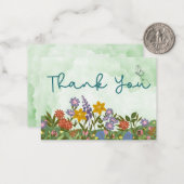 Carte De Correspondance Fleurs avec dégradé vert (Devant/Arrière en situation)