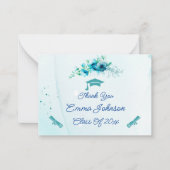 Carte De Correspondance Fleurs bleues Customisé Merci de graduation (Devant)