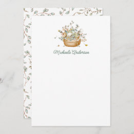 Carte De Correspondance Fleurs botaniques modernes simples & Feuilles élég