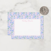 Carte De Correspondance Fleurs d'aquarelle Preppy Papeterie personnalisée (Devant/Arrière en situation)