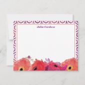 Carte De Correspondance Fleurs d'aquarelle rouge vif (Devant)
