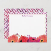 Carte De Correspondance Fleurs d'aquarelle rouge vif (Devant / Derrière)