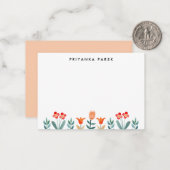 Carte De Correspondance Fleurs d'aquarelle scandinave modernes (Devant/Arrière en situation)